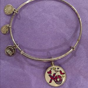 Alex and Ani Charm Silver Bangle Bracelet with XO Charm